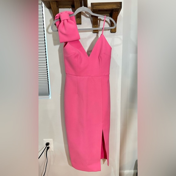NWT Rebecca Vallance Love One Bow Shoulder Dress Pink 4 - Picture 5 of 16